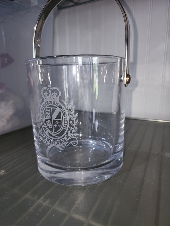 Ralph Lauren Other - RALPH LAUREN CRYSTAL ICE BUCKET CLEAR WITH GOLD METAL HANDLE CLASSIC CREST LOGO